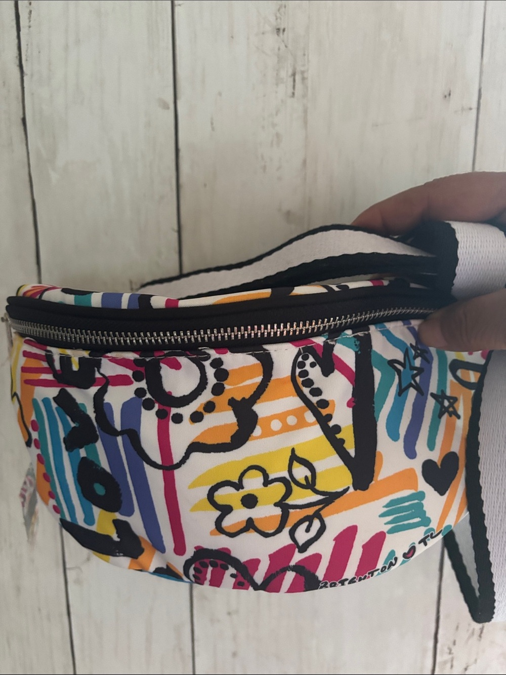 Colorful Floral Stripe Waist Grafitti Bag - Multicolor